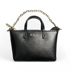 Ralph Lauren Black Leather Mini-Tote Bag Coin Purse